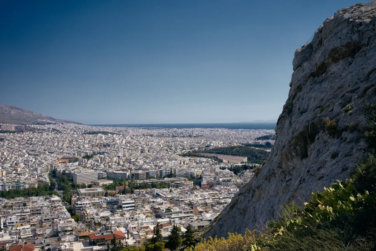 Athens spreading below Lycabettus Hill, the view that explains the map of the city, Greece