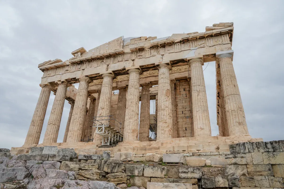 The Parthenon standing on the Acropolis rock in Athens, Greece