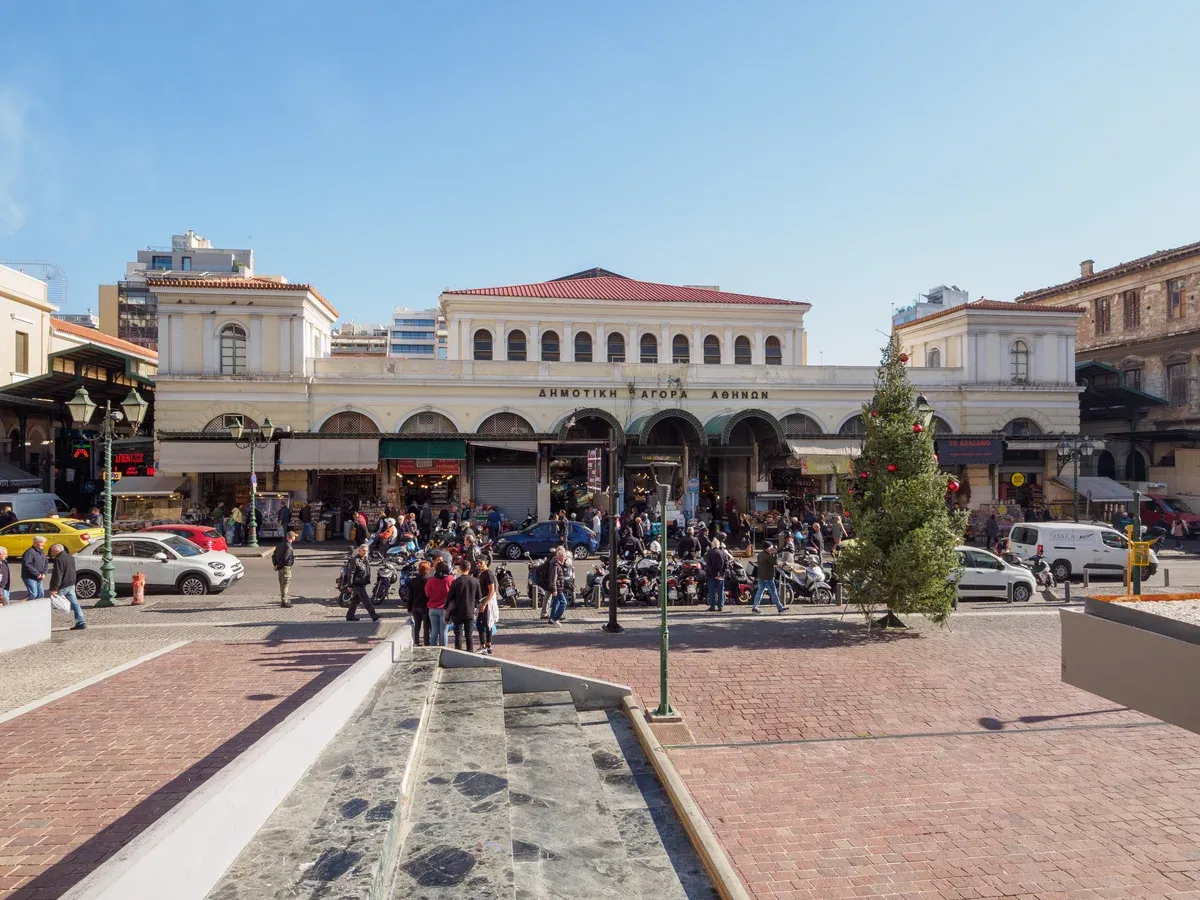 The Varvakios central market hall on Athinas, where cash still rules, Athens, Greece